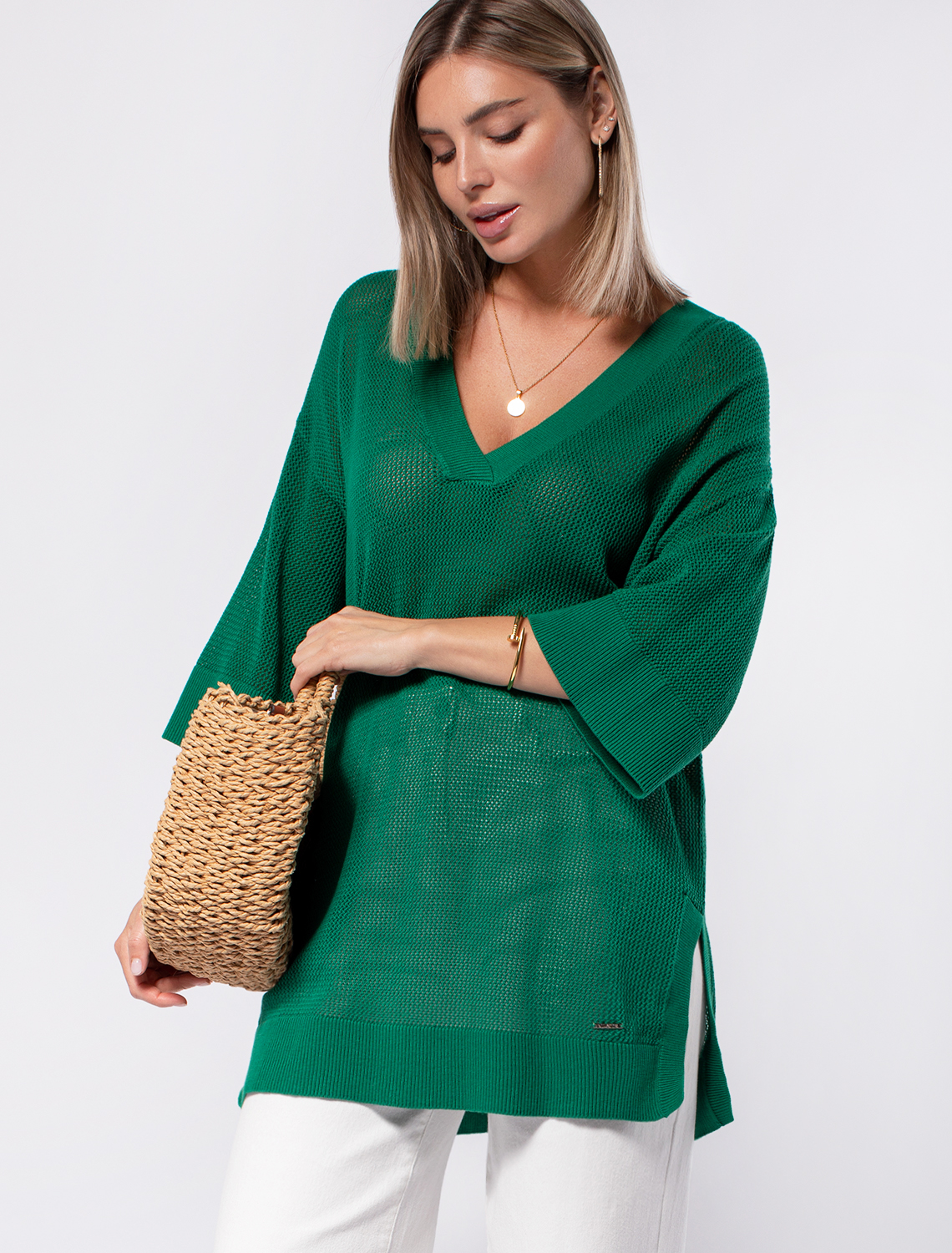картинка Джемпер женский зеленый магазин Одежда+ являющийся официальным дистрибьютором в России 