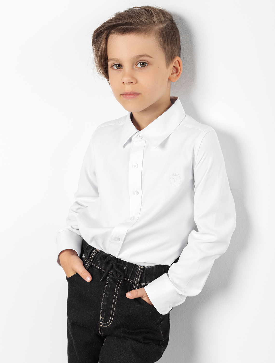 картинка Сорочка для мальчиков белый текстура от магазина Одежда+